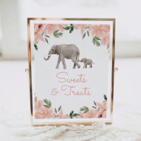 Floral Olifant Meisje Baby shower Snoepjes en Trea
