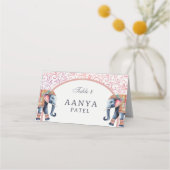 Floral Olifant & Mundap Arch Bruiloft Escort Naam Plaatskaartje (Voorkant)