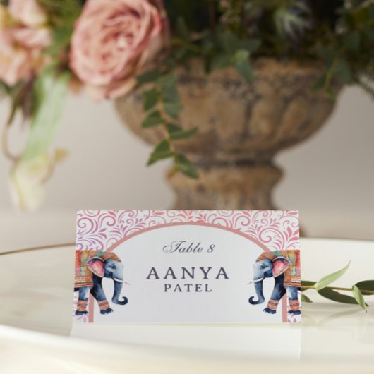 Floral Olifant & Mundap Arch Bruiloft Escort Naam Plaatskaartje