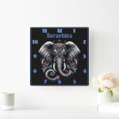 Floral olifant ontwerp vierkante klok (Huis)