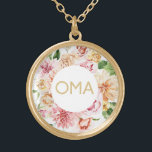 Floral Oma Gift Goud Vergulden Ketting<br><div class="desc">Het  floral Oma-cadeau biedt  waterverf bloemen en Oma in glittery Gold-tekst. Een speciaal cadeau voor Oma.</div>