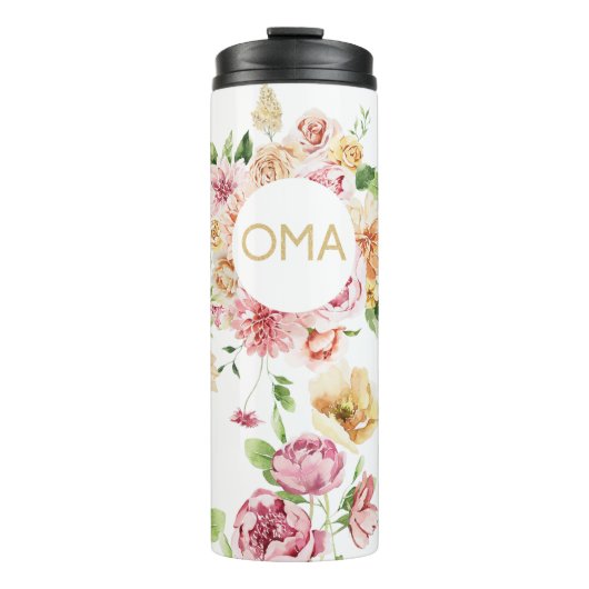 Floral Oma Gift Tumbler Thermosbeker (Voorkant)