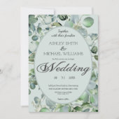 Floral omgeven Eucalyptus Greenery Wedding Kaart (Voorkant)
