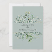 Floral omgeven Eucalyptus Greenery Wedding Kaart (Achterkant)
