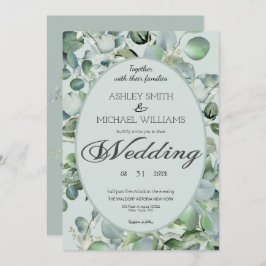 Floral omgeven Eucalyptus Greenery Wedding Kaart