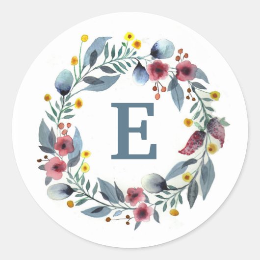 Floral omgeven monogram in grijze Stickers (Voorkant)
