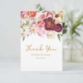 FLORAL Omhelzen Huwelijk Bruiloft Bedankkaart (Staand voorkant)