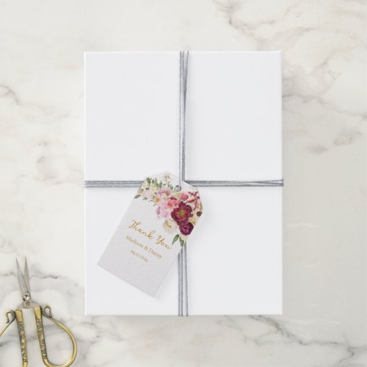 FLORAL Omhelzen Huwelijk Bruiloft Cadeaulabel (Met Touw)