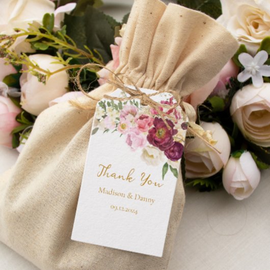 FLORAL Omhelzen Huwelijk Bruiloft Cadeaulabel