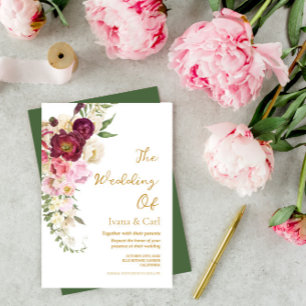 FLORAL Omhelzen Huwelijk Bruiloft Kaart