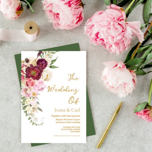 FLORAL Omhelzen Huwelijk Bruiloft Kaart