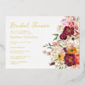 FLORAL Omhelzing Huwelijk Bruids Douche Uitnodigin Folie Uitnodiging (Voorkant)