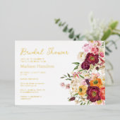 FLORAL Omhelzing Huwelijk Bruids Douche Uitnodigin Folie Uitnodiging (Staand Voorkant)