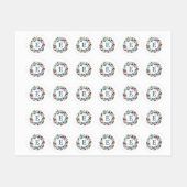 Floral omhulde monogram grijze roze waslabel labels (Vel)