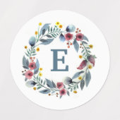 Floral omhulde monogram grijze roze waslabel labels (Design 2)