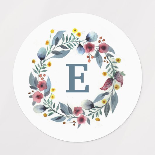 Floral omhulde monogram grijze roze waslabel labels (Design 1)