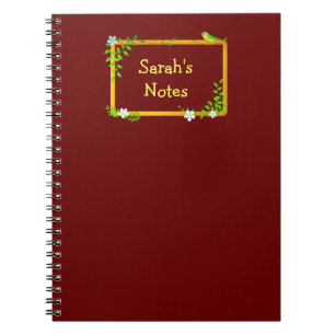 Floral-omhulde naamplaat notitieboek