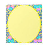 Floral-omlijnd design op specerijblauwe Stippen op Notitieblok (Voorkant)