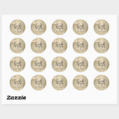 Floral on Gold Glitter - Hartelijk dank Ronde Sticker (Vel)