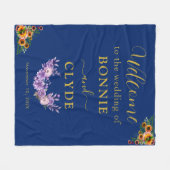 Floral on Navy Wedding Welcome 50"x60" size Fleece Deken (Voorkant (Horizontaal))