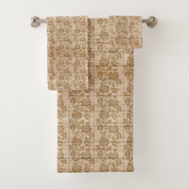 Floral on Wood Trendy Popular Elegant Vintage Bad Handdoek