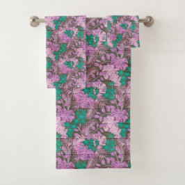 Floral on Wood Trendy Popular Elegant Vintage Bad Handdoek
