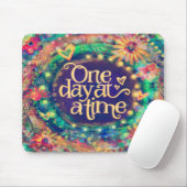  Floral One Day at a Time Quote Inspirivity Muismat (Met muis)