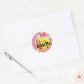 Floral One maand oud Baby-steenetiket Ronde Sticker (Envelop)