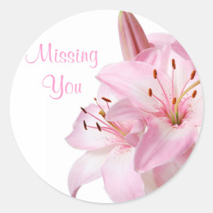 Floral Ontbreekt u Roze Lily Flower Sticker Label