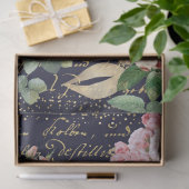 Floral ontkoppelen roze Rozen marineblauw goud Tissuepapier (Geschenk)