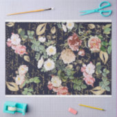 Floral ontkoppelen roze Rozen marineblauw goud Tissuepapier (Craft)