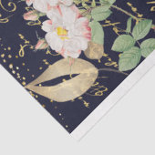 Floral ontkoppelen roze Rozen marineblauw goud Tissuepapier (Detail)