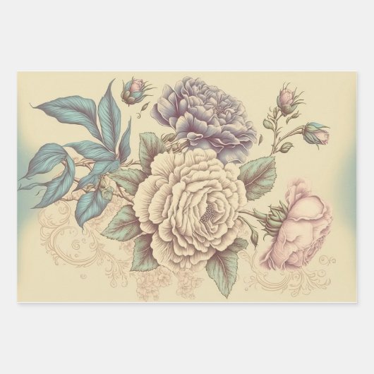 Floral ontkoppelingspagina Papieromloop - stijl Inpakpapier Vel (Voorkant 3)