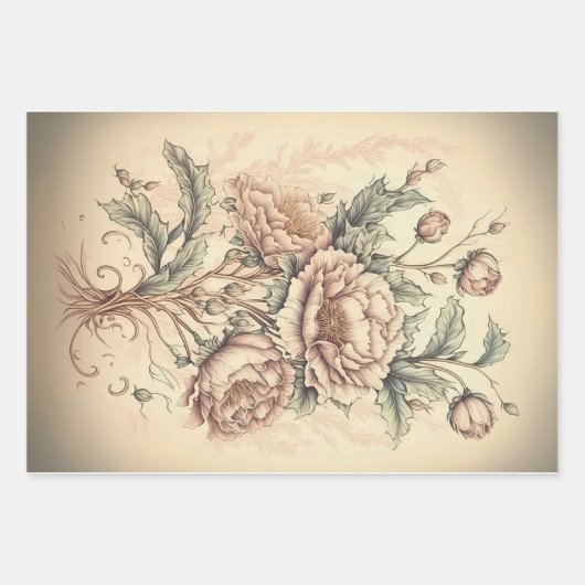 Floral ontkoppelingspagina Papieromloop -  stijl Inpakpapier Vel (Voorkant 2)