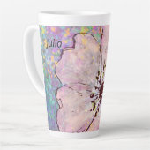 Floral ontwerp met plakverf latte mok (Linkerhoek)