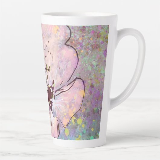 Floral ontwerp met plakverf latte mok (Rechts)