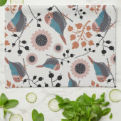 Floral ontwerp van de vogelpest en de berry theedoek (Gevouwen)