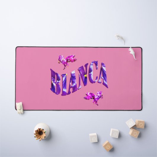 Floral ontworpen Bianca naam, bureau mat (Kindertafel)