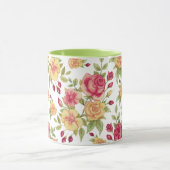 Floral ontworpen groene combo-mok mok (Midden)