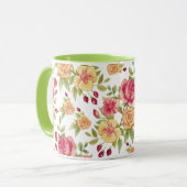 Floral ontworpen groene combo-mok mok (Voorkant links)