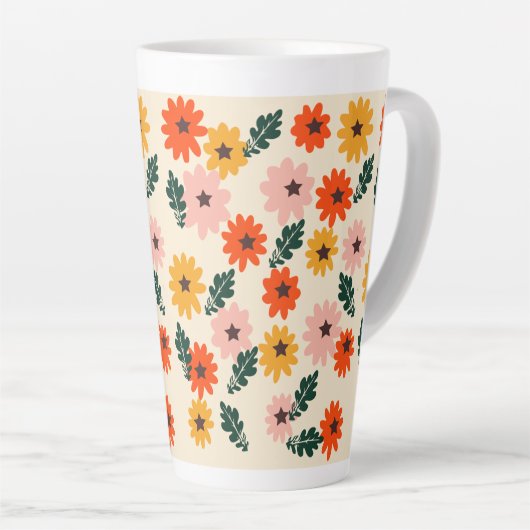 Floral ontworpen latte mok (Rechterhoek)