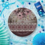 Floral ontworpen met plum papieren bordje (Feest)