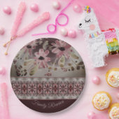 Floral ontworpen met plum papieren bordje (Feest)