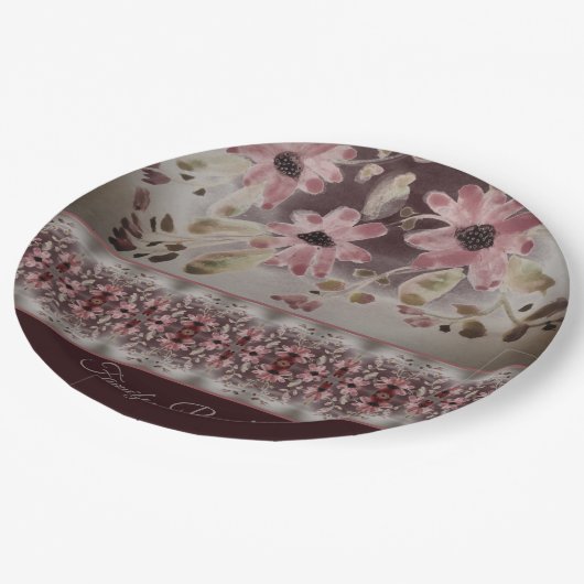 Floral ontworpen met plum papieren bordje (Gekanteld)