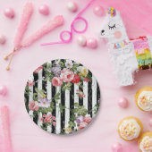 Floral op de weetherde zwarte streep papieren bordje (Feest)