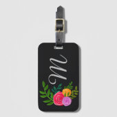  Floral op het Monogrammed-bord van Chalkboard Bagagelabel (Voorkant (verticaal))