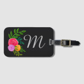 Floral op het Monogrammed-bord van Chalkboard Bagagelabel (Voorkant (horizontaal))