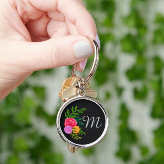  Floral op het Monogrammed-bord van Chalkboard Sleutelhanger (Hand)