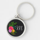  Floral op het Monogrammed-bord van Chalkboard Sleutelhanger (Voorkant)