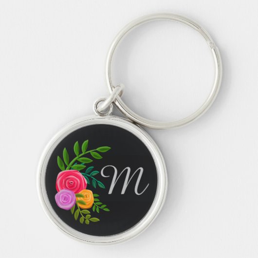 Floral op het Monogrammed-bord van Chalkboard Sleutelhanger (Voorkant)